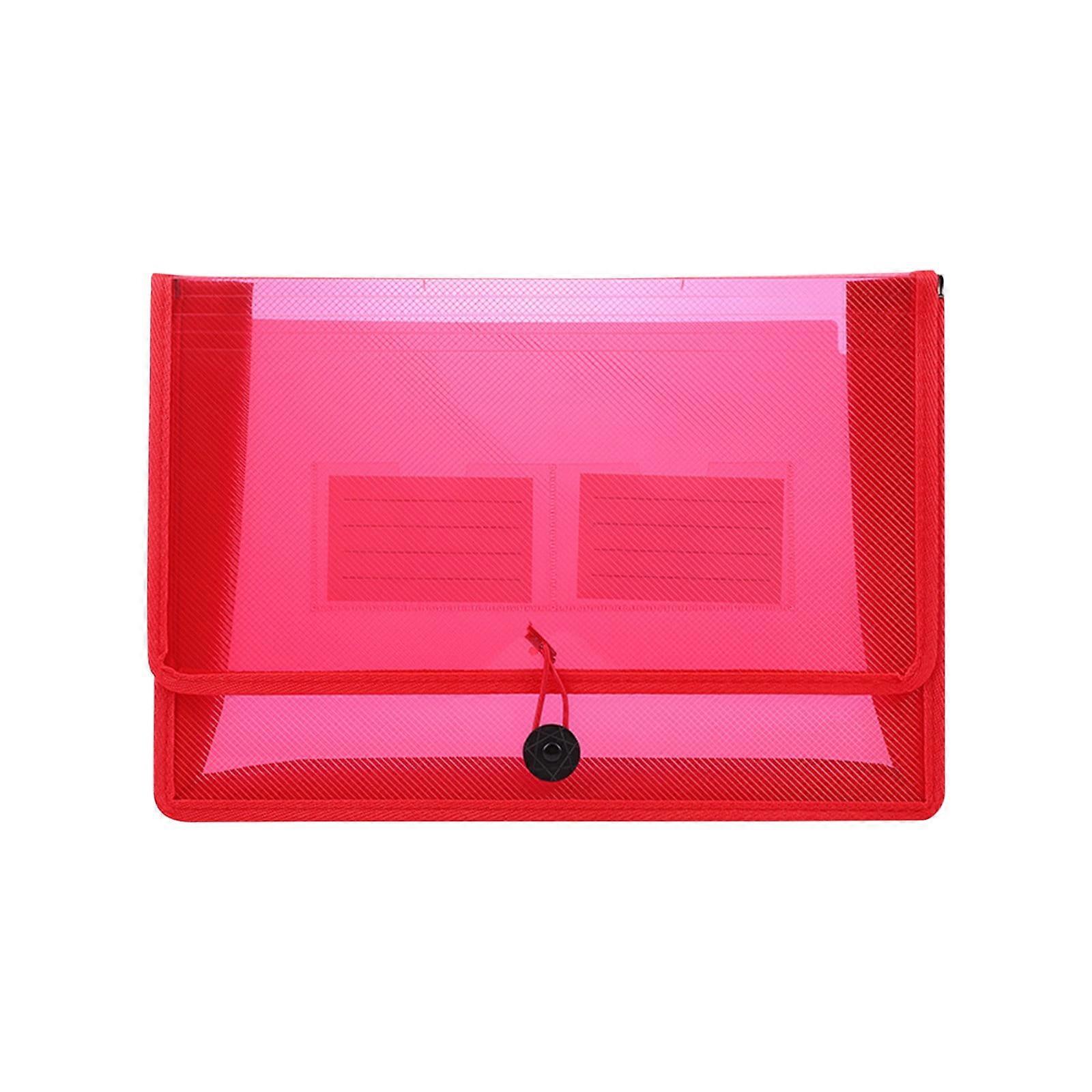 Eco-Friendly Plastic File Folders, Expanding Poly Wallet with Elastic Band & Button Closure, Transparent Envelope Organizer with 2 Pockets