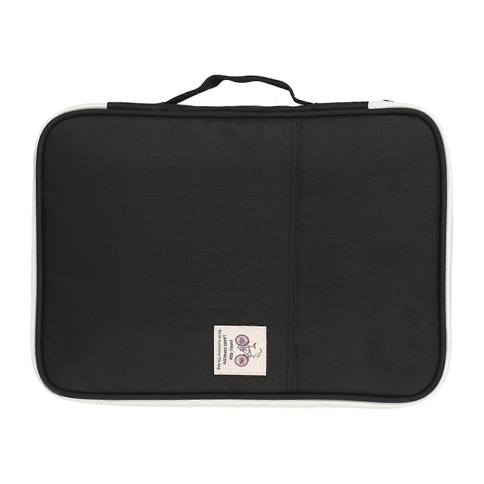 A4 Document Bag File Folder Portfolio Organizer Computer Notebook Zippered Case (Black)