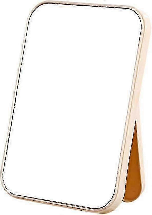 Portable Makeup Mirror Foldable Compact Desktop Makeup Mirror (Beige)