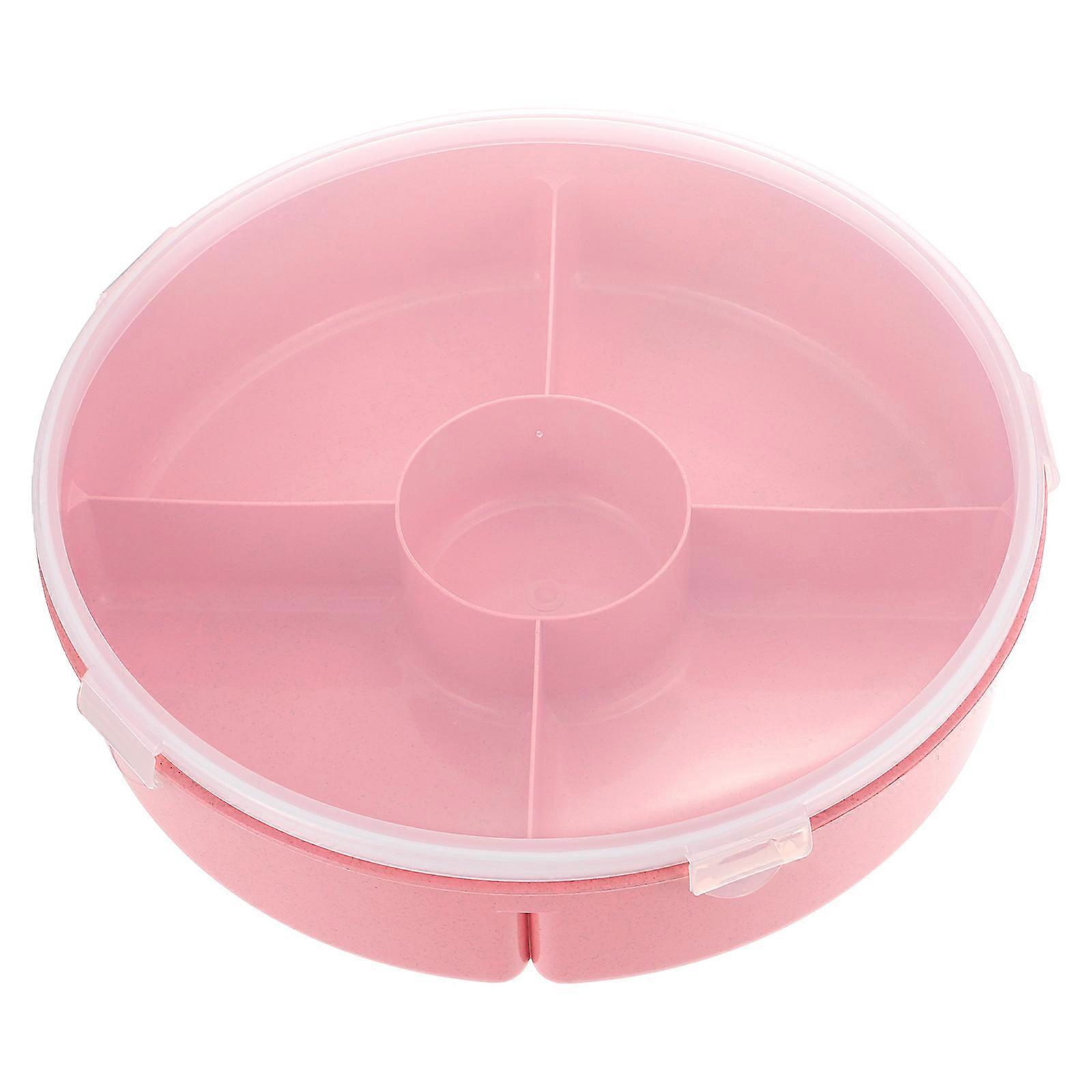 Pink Divided Dried Fruit Box Snack Storage Box for Home Use 2Pcs Five-Grid