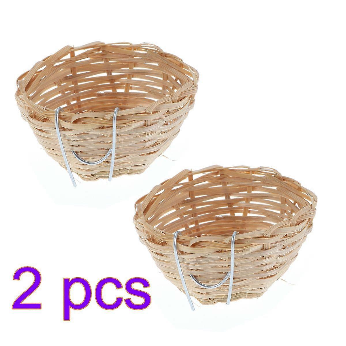 Birds House Bamboo Bird Nest with Hook Hanging Nest 4Pcs Handmade Style