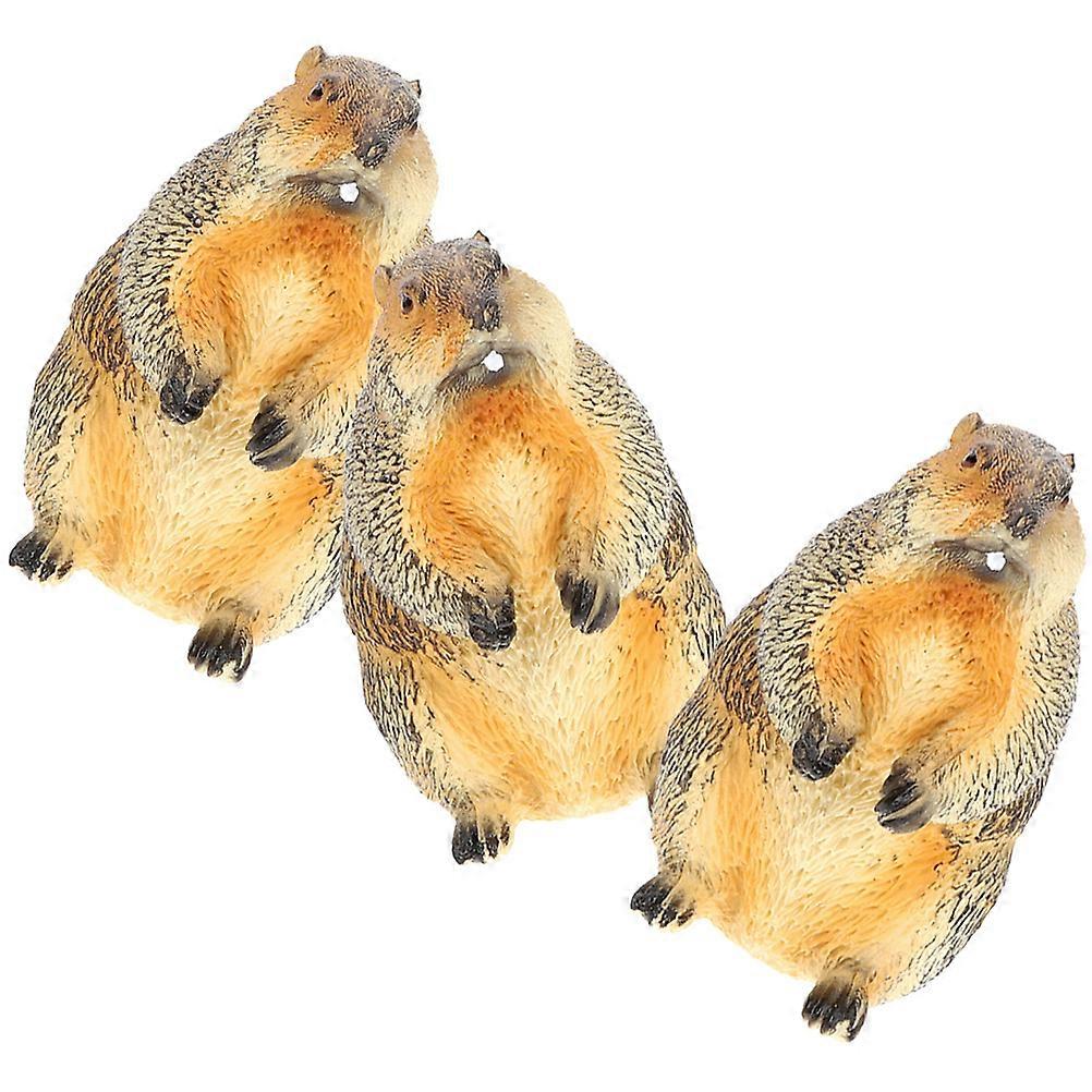Groundhog Decoration Small Animal Statue for Decor 9Pcs