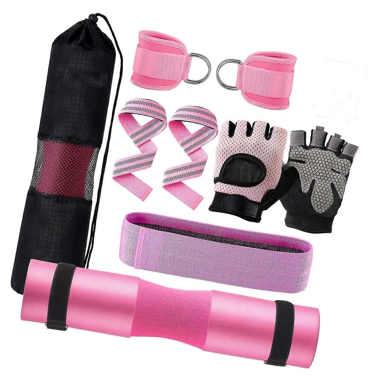 Barbell Squat Pad Set with Ankle Straps Anti Slip Cushion Support Squat Bar Pads