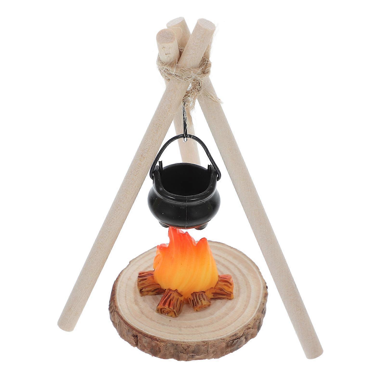 Miniature Campfire Model for Dollhouse with Boiling Water 5Sets