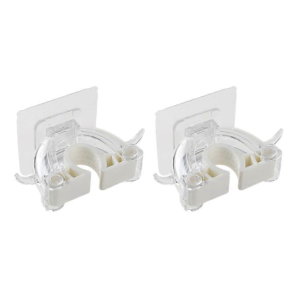 White Mop Hook Single-Buckle Wall Mounted for 4Pcs Home Cleaning