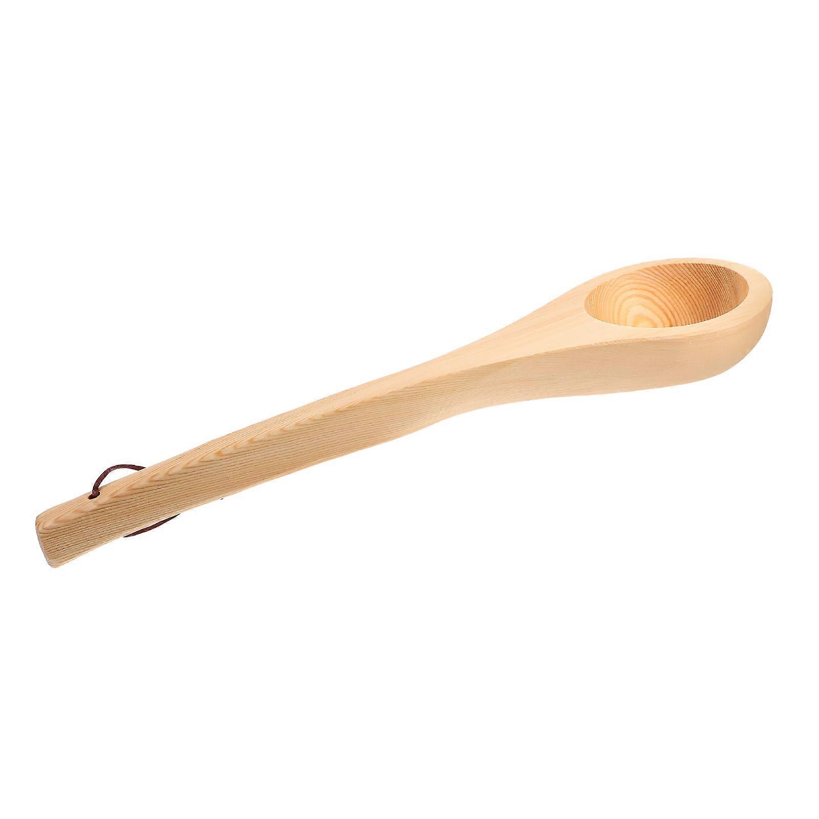 Bathing Water Scoop 2Pcs Wooden Ladle Long Handle For Sauna Room And Steam Room Ergonomic Design For Convenient Water Scooping