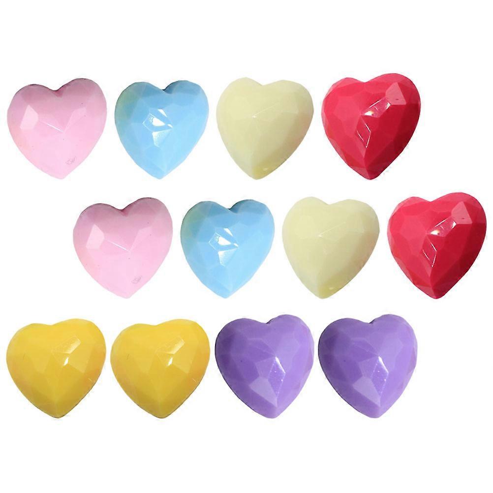 Heart-Shaped Resin Charms Jewelry Prop Valentine's Day Diy Assorted Color Material 50Pcs