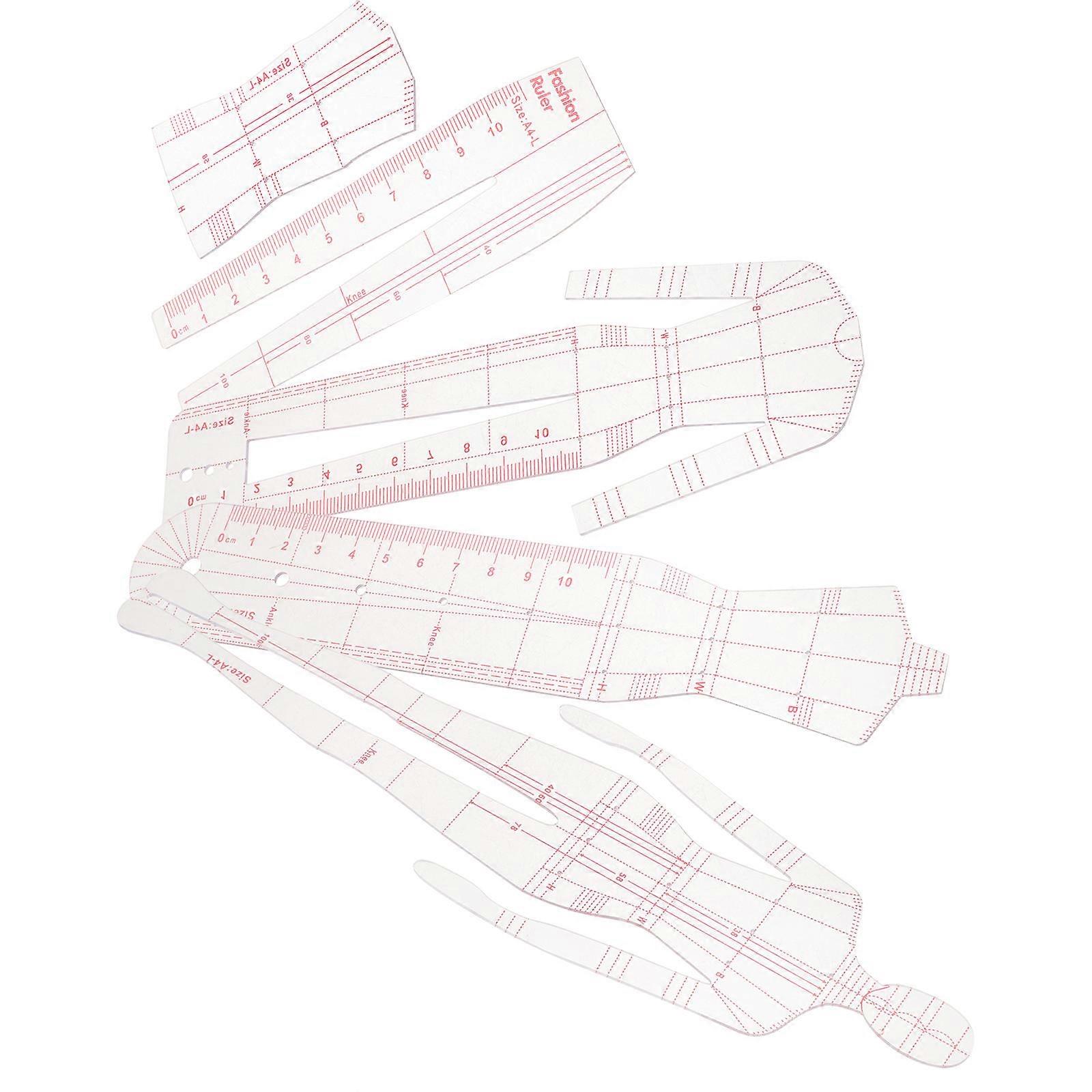 Humanoid Shaped Quilting Template 5Pcs Acrylic Assorted Color for Sewing with Smooth Sliding