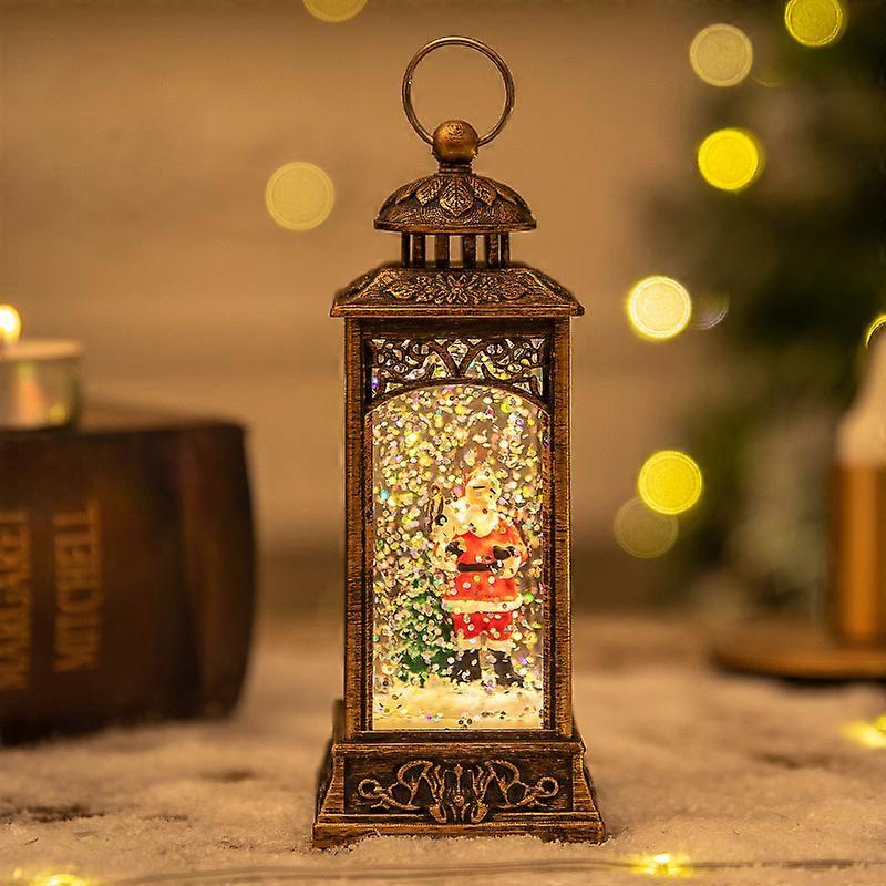 New Christmas decorations desktop layout props Santa Claus snowman tree snowing atmosphere small wind lamp retro new standing old man