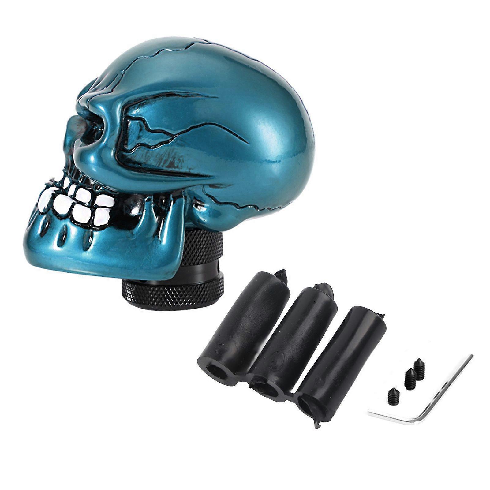 Skeleton Skull Head Car Modified Gear Shift Knob Stick Lever Shifter Universal Cyan