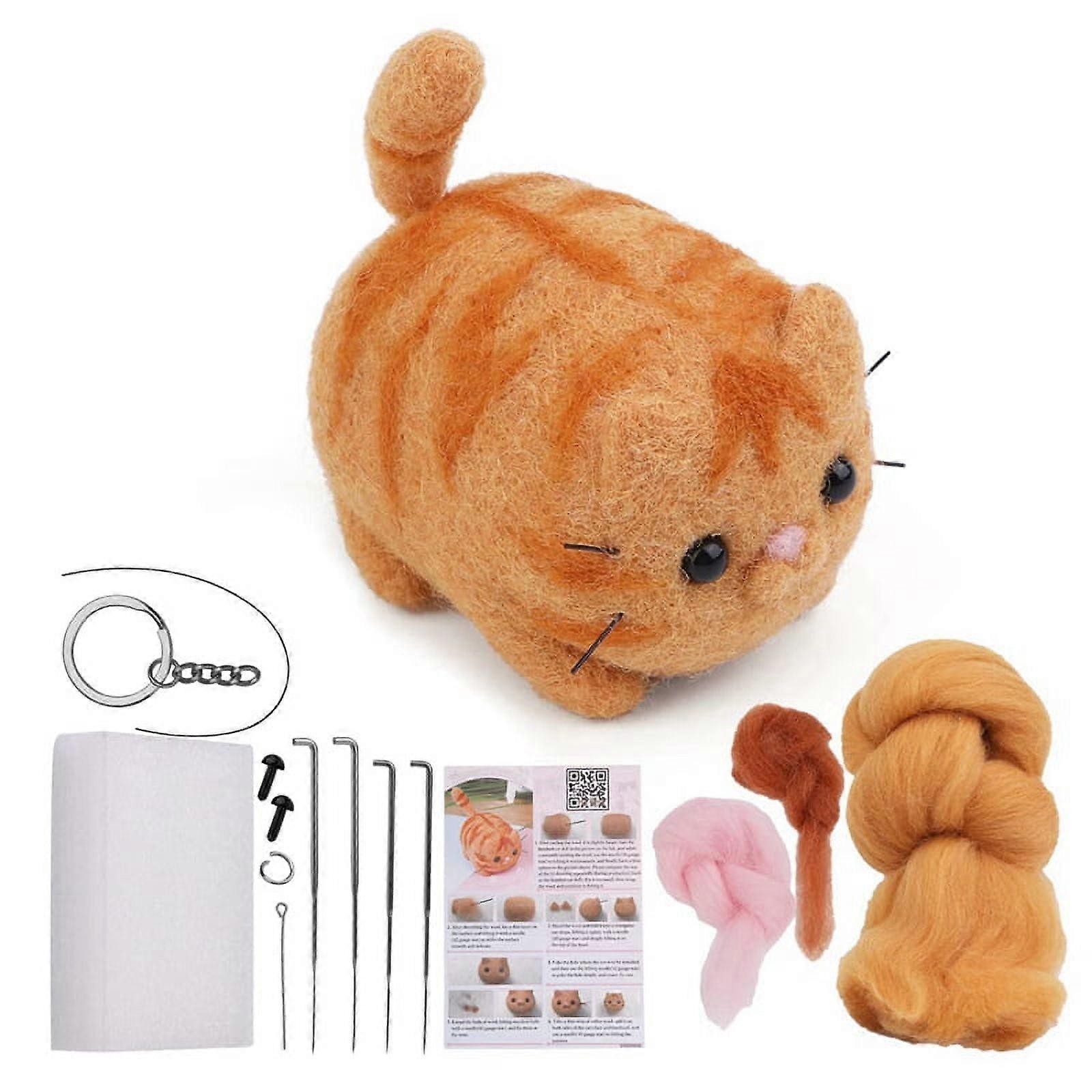 Animals Needle Felting Set, DIY Wool Felt Materials Set with Felting Tool Instruction for Needle Felting Craft Project