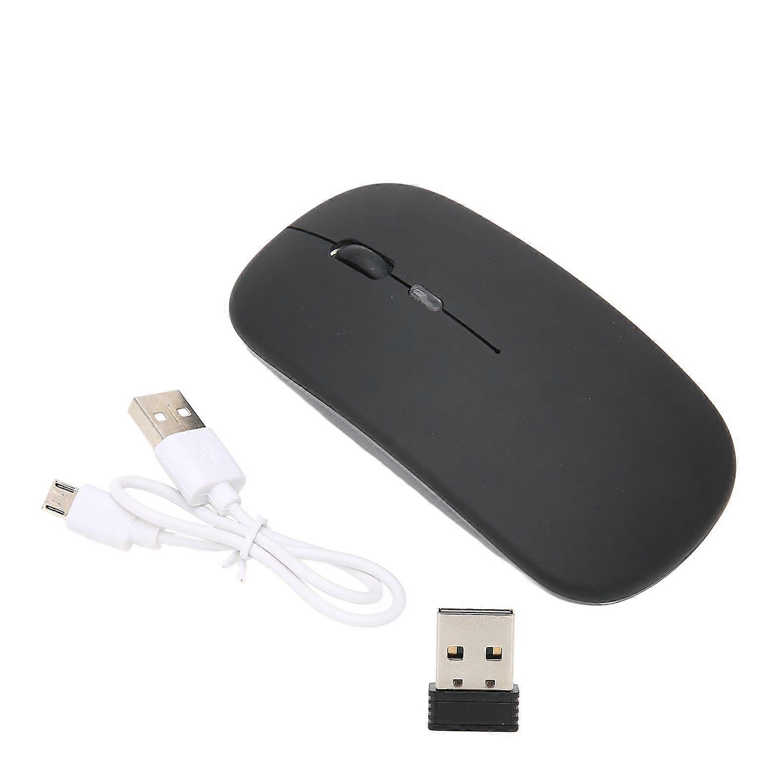 2.4G Wireless Mouse Ultrathin Chargeable Mute 1600DPI Color Backlight Game Mouse with 2.4G Receiver for Laptop ComputerBlack