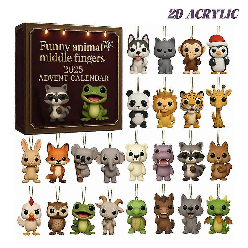 2D Acrylic Funny Animals Advent Calendar with 24 Windows for Holiday Countdown Family Tradition