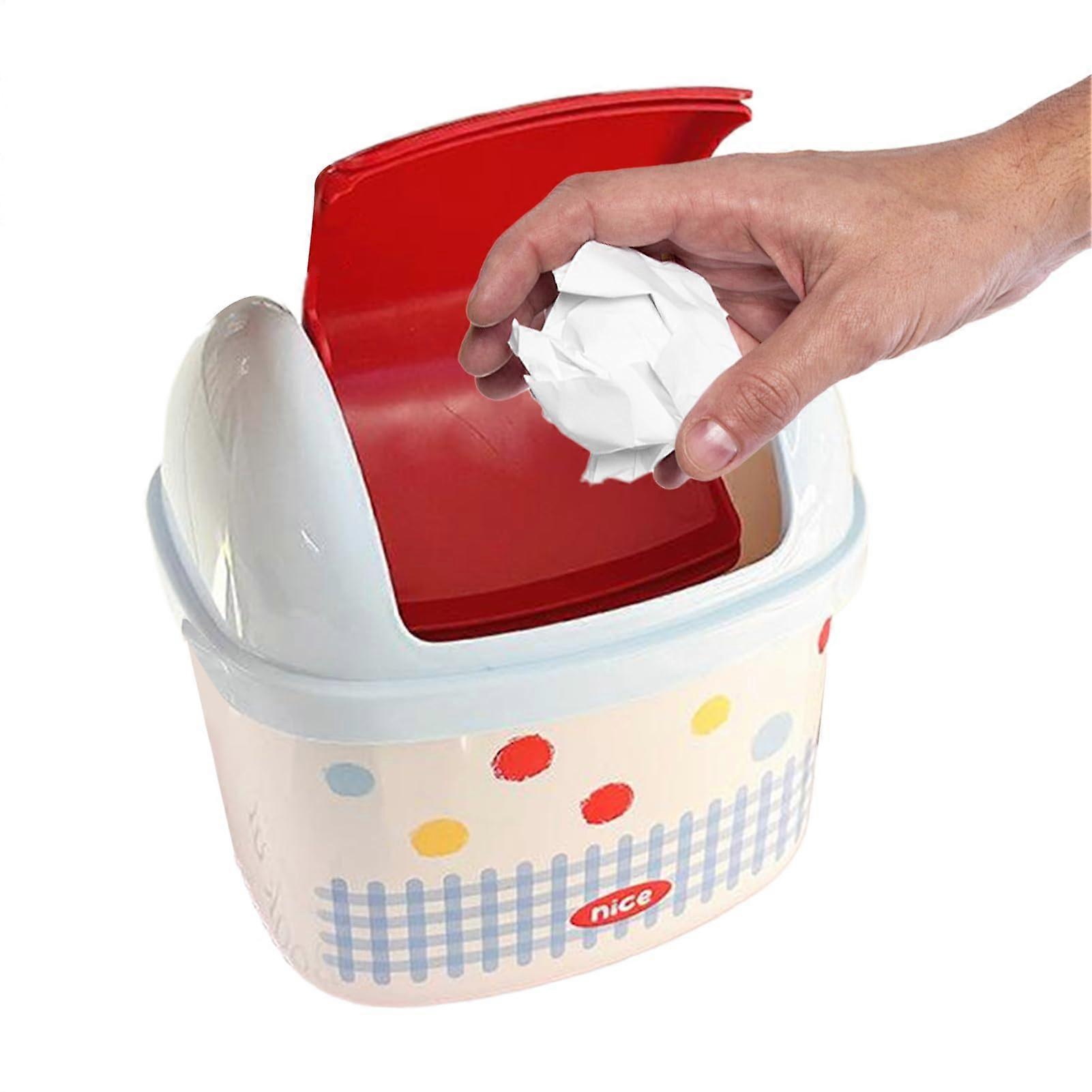 Mini Trash Can Desk and Countertop With Lid, Small Waste Bin For Car, Bedroom, Kitchen, Dorm, Indoor Outdoor