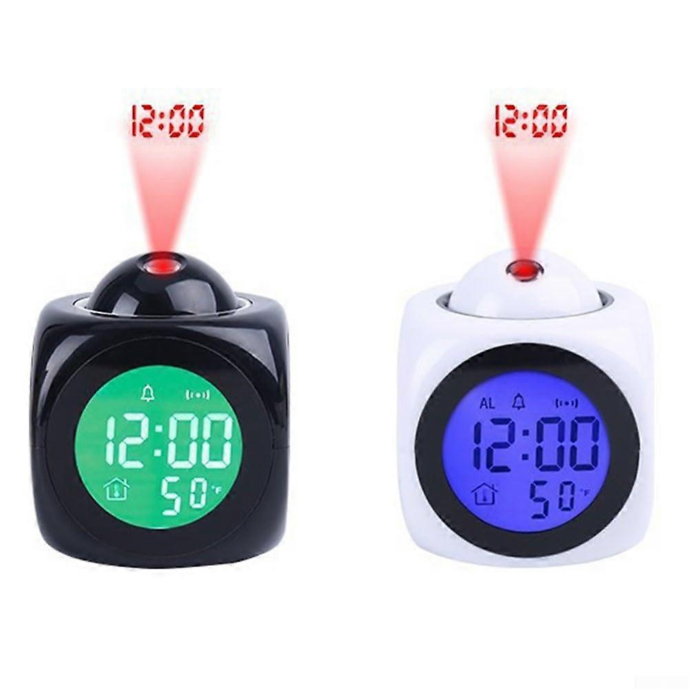 Intelligent Projection Alarm Clock With Adjustable Swing Black, Digital Time Projection Display