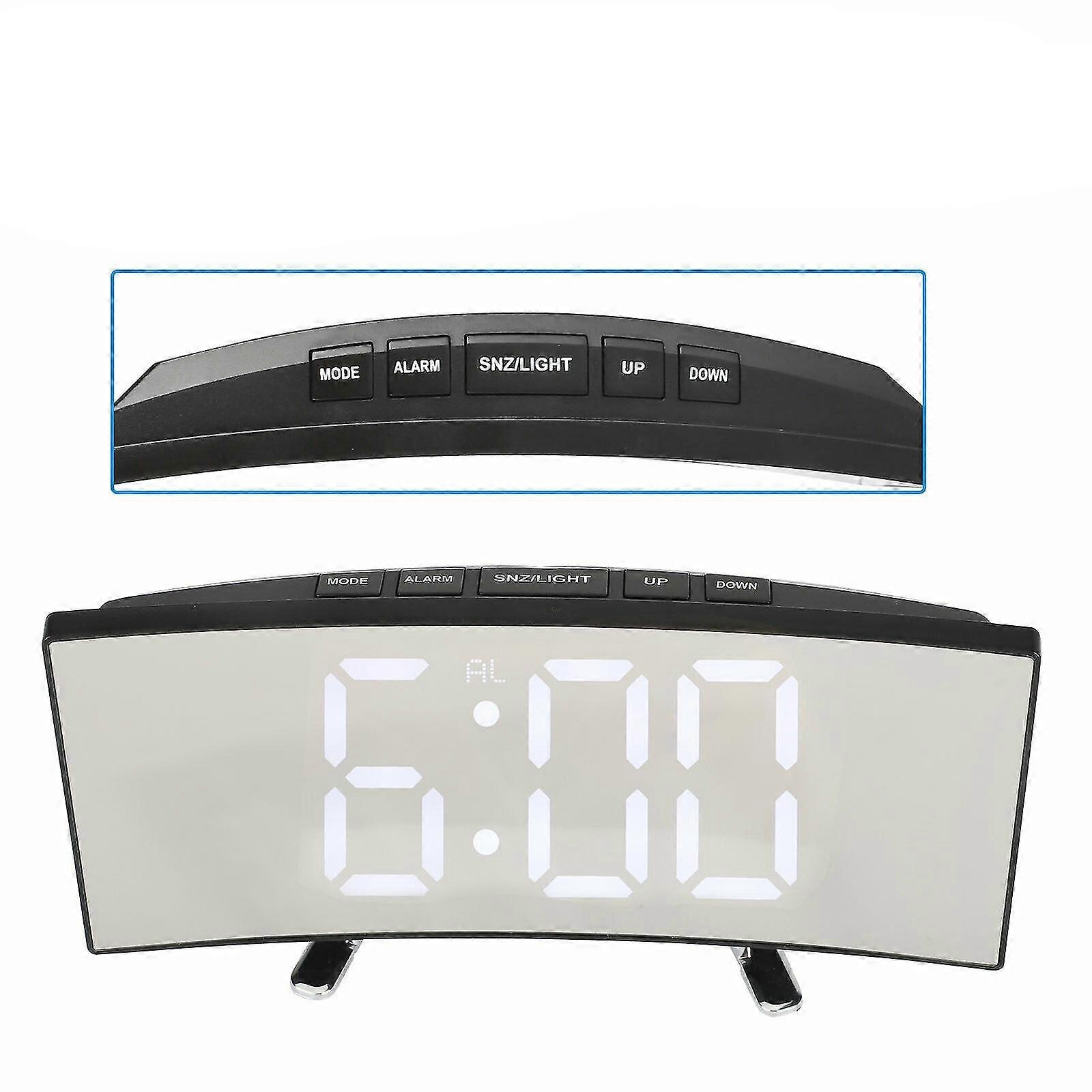 Digital Led Alarm Clock Thermometer Snooze Mirror Display Calendar Temperature