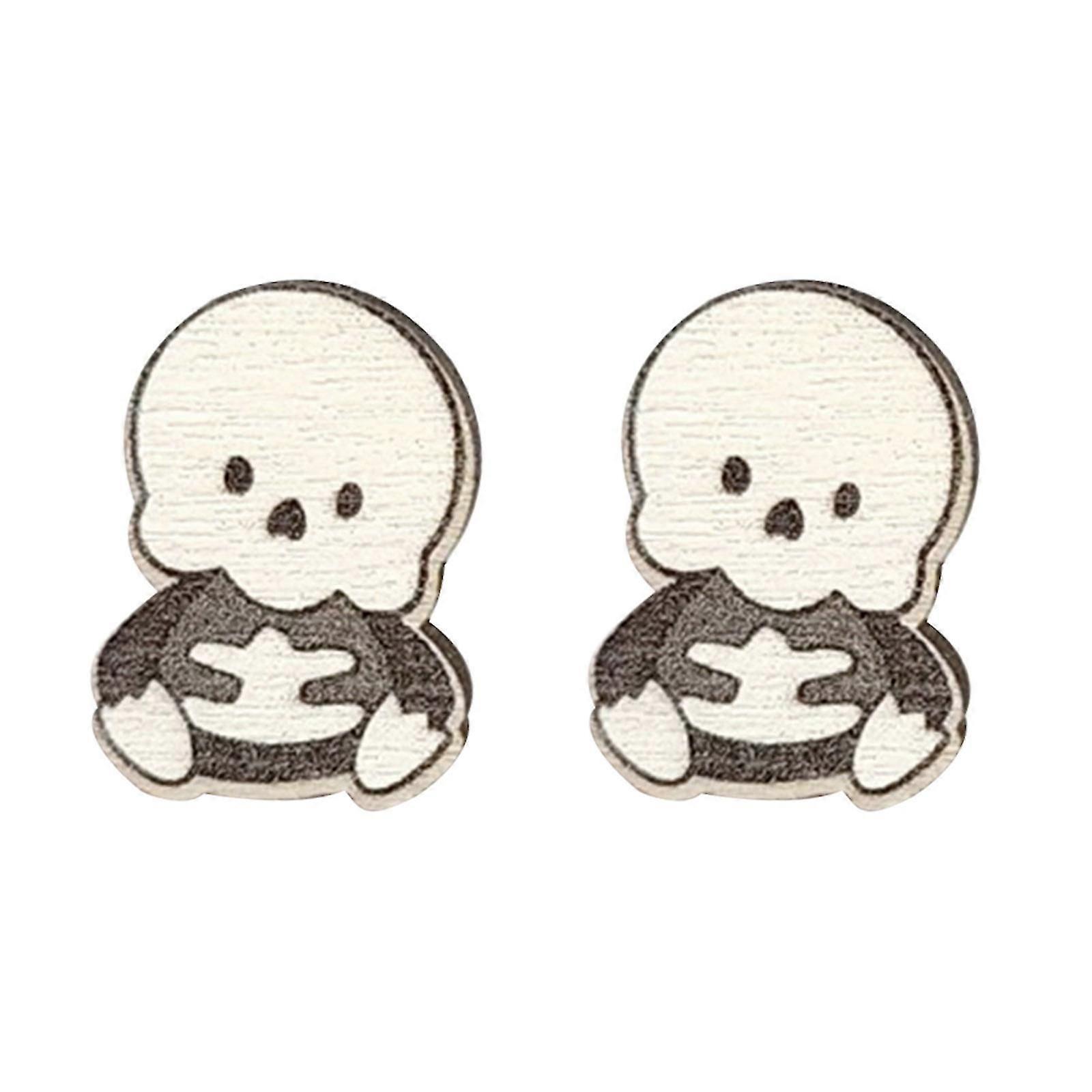 Womens Wooden Bat Witch Hat Pumpkin Earrings