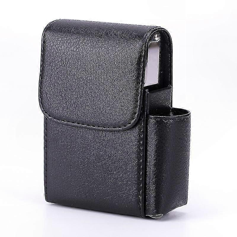 Stainless Steel Cigarette Case with Lighter Holder and Belt Loop for Men