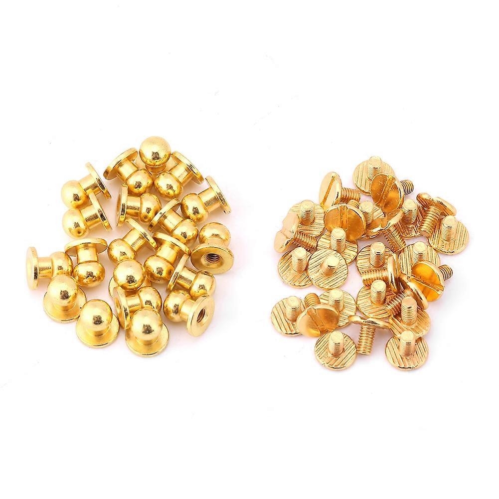 20pcs Round Head Solid Brass Nail Rivet Button DIY Leather Accessories(8*6mm gold)