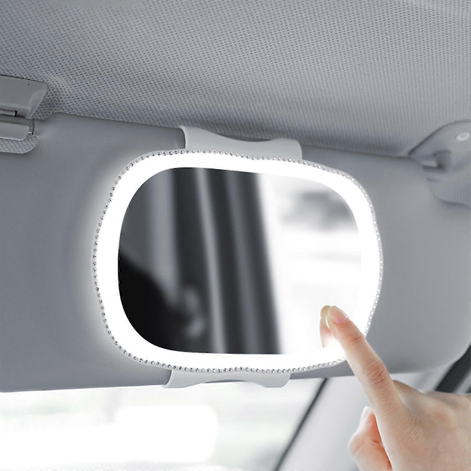 Car Portable Makeup Mirror with LED Light, Compatible with ZKCCNUK, High-definition Vanity Mirror for Driver &White SZRH