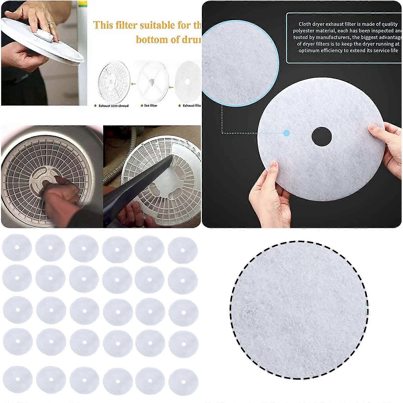 30Pcs Clothes Dryer Exhaust Filters, Universal Portable Dryer Lint Filter Replacement, Compatible with Most Dryers