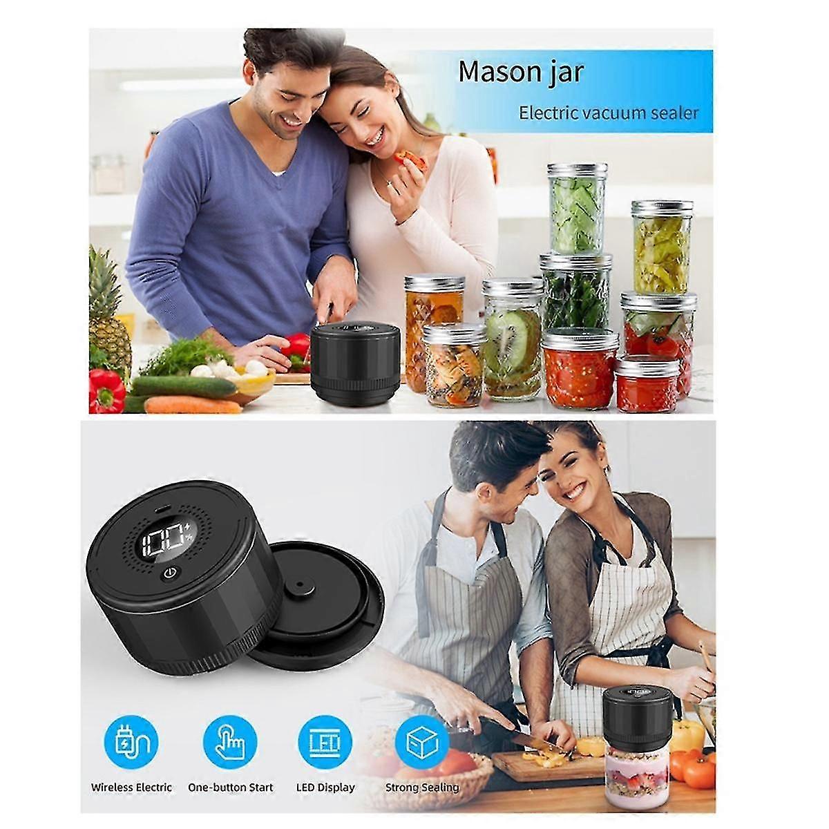 Electric Mason Jar Vacuum Sealer Kit, Multi-Function Automatic Vacuum Sealer for Food Storage, Mout