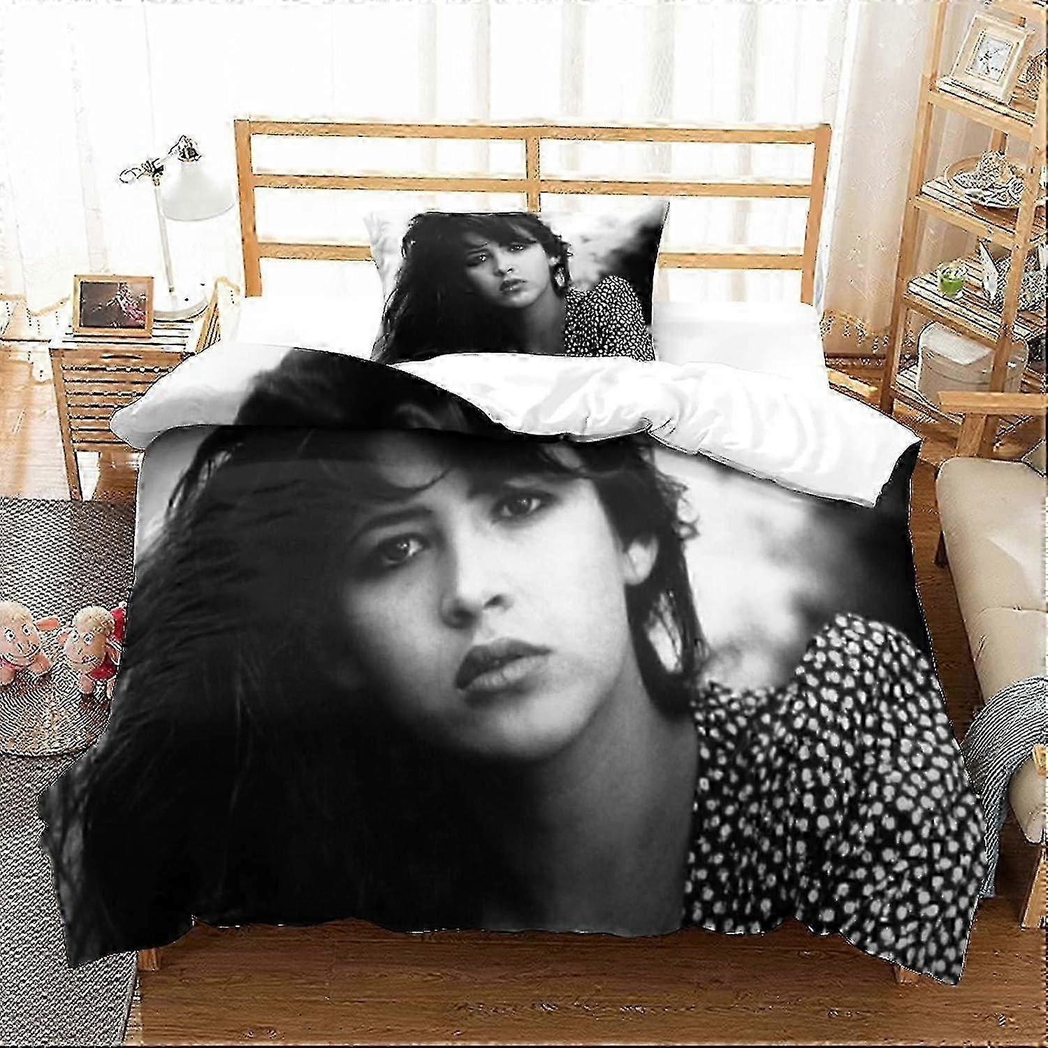 Conjunto de Cama Infantil Sophie Marceau - Flatfoosie Actress Design - com capa de edredom e capa de edredom respirável simples 135 * 200CM