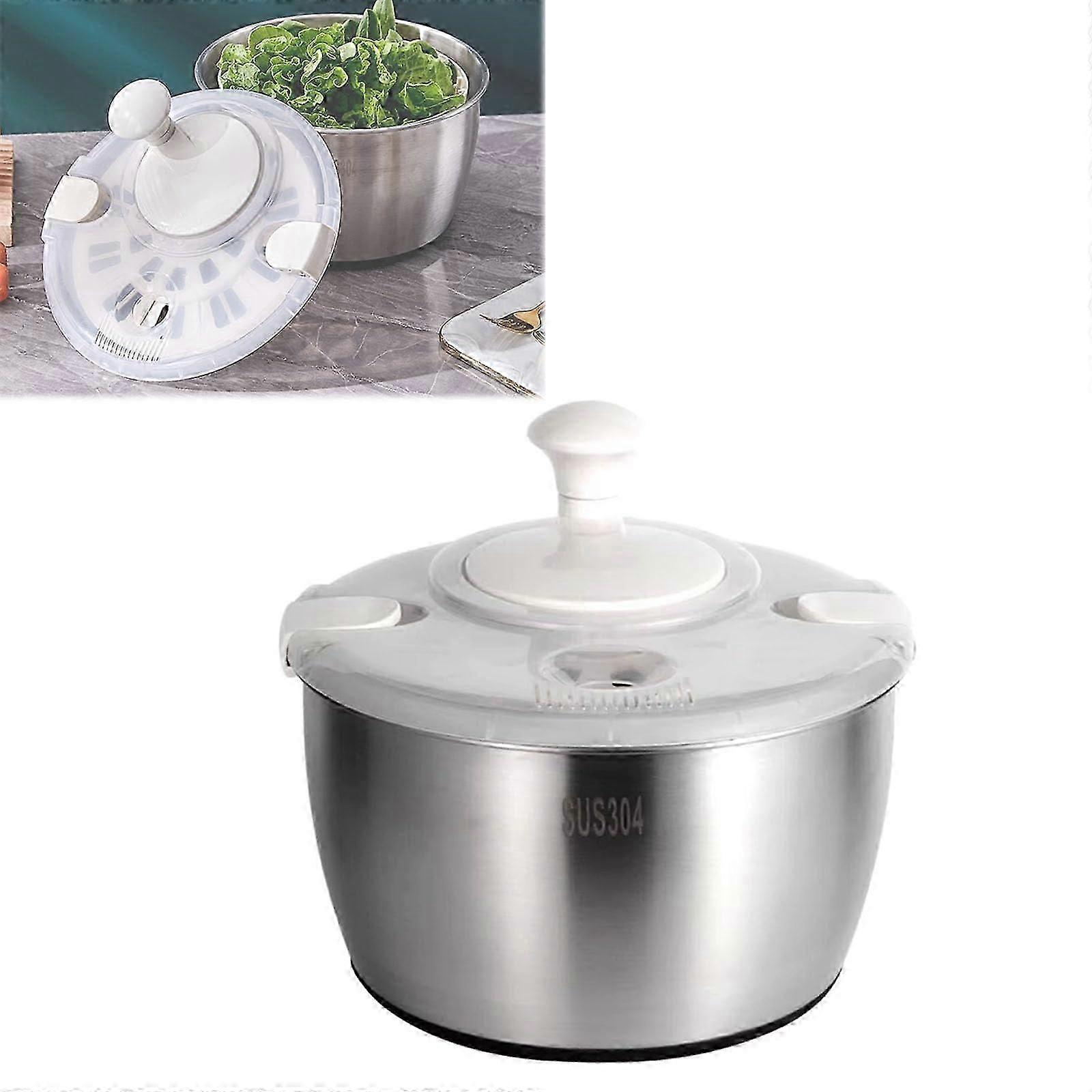 Salad Spinner Stainless Steel Kitchen Tool for Efficient Vegetable Drying, Compact Size, Restaurant Grade