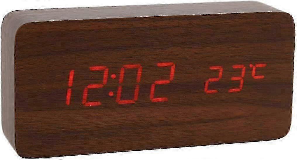 Wooden Digital Clock - Multifunction Led Alarm Clock With Time / Date / Temperature Displa 2025