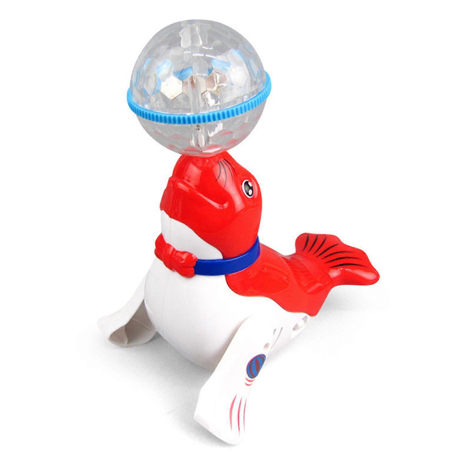 Electronic Dancing Seal Robot Toy With Music Rhythm Interactive Learning Toy For Toddlers Motor Skills  Red