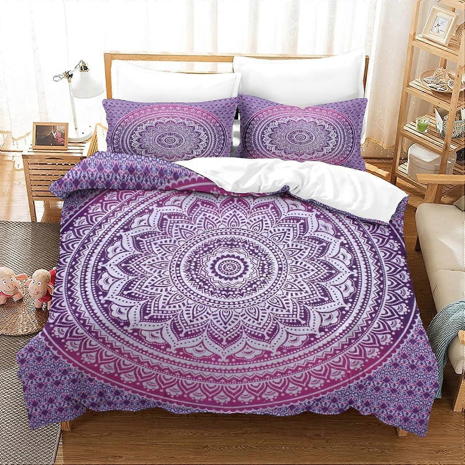 البوهيمي ماندالا 3D طباعة لحاف غطاء مجموعة واحدة طباعة لحاف الفراش مجموعة الفراش مجموعة الفراش لينة بوهو شيك ماندالا الزهور الملونة زهرة نمط Lightweight