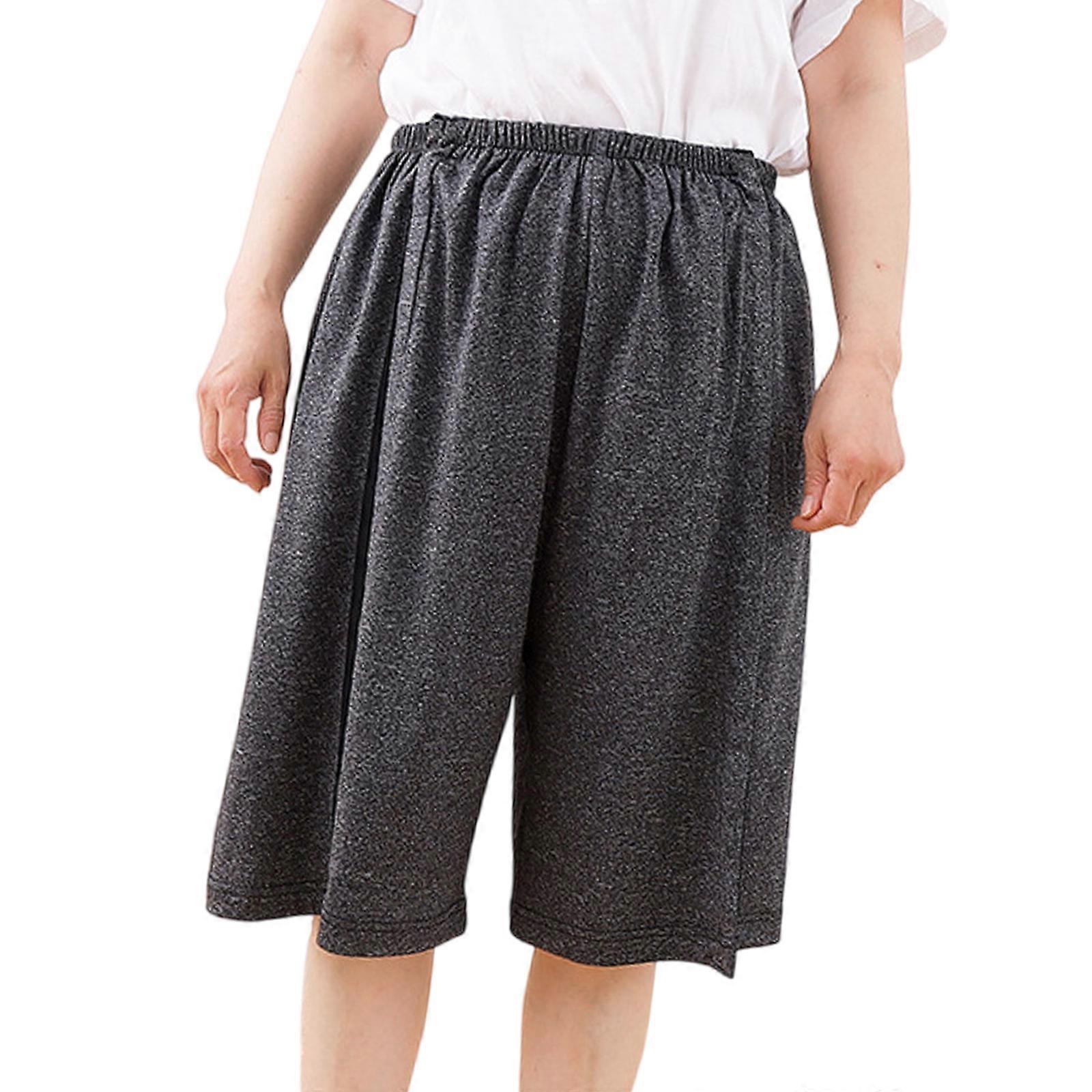 Soft Stretchy Tear Away Nursing Shorts For Limited Mobilities Seniors Easy Dressing Recovery Pants With Elastic Waist  Deep hemp ash M