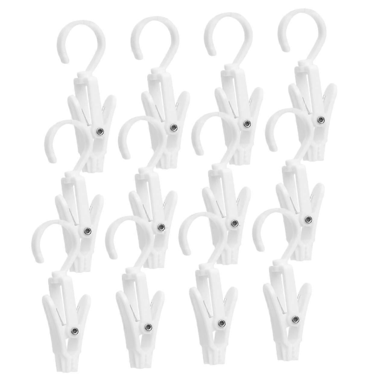 12Pack Rotating Clip Hooks for Closet Organization, Hat Hangers, Laundry and Towel Storage