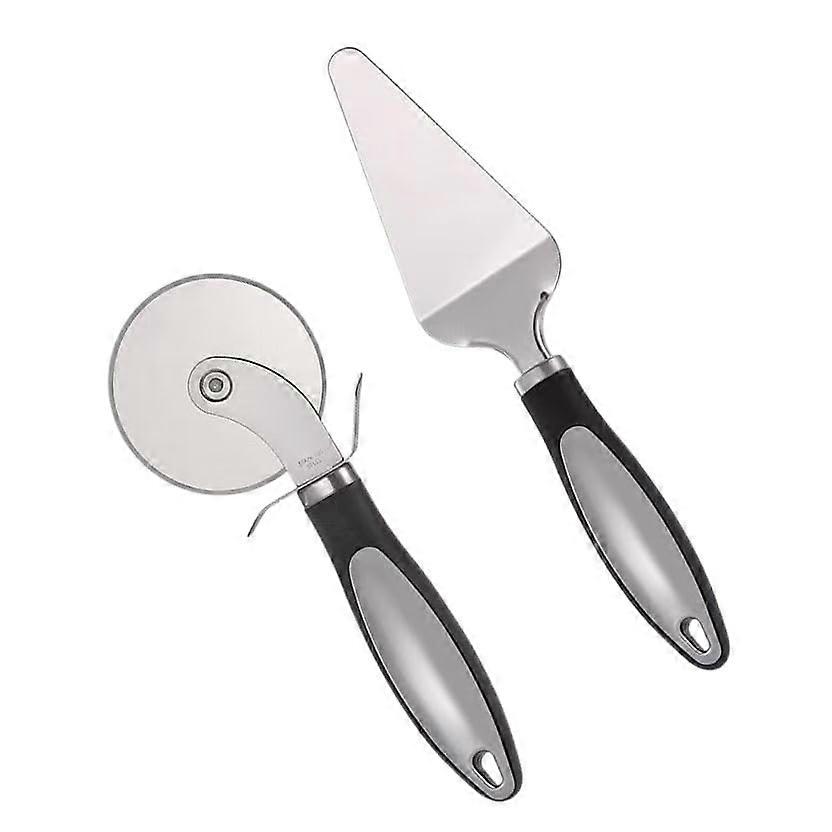 Stainless Steel Pizza Cutter and Rolling Pin Set with Cheese Scraper for Home Baking