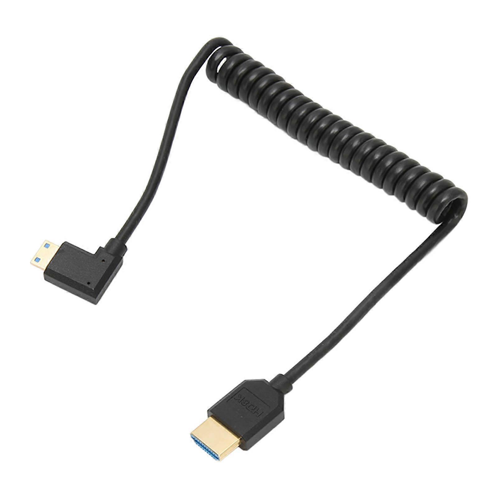 HD Multimedia Interface Cable 8K 48Gbps Right Elbow Mini HD Multimedia Interface to HD Multimedia Interface Cord