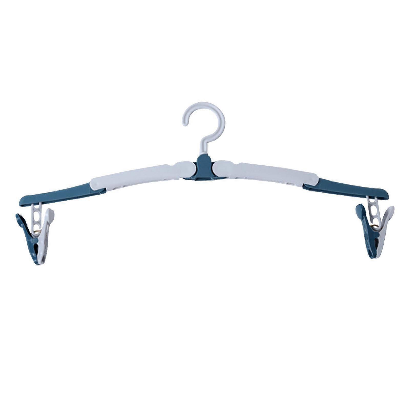 Foldable Travel Clothes Hangers with Clips, AntiSlip PP Portable Drying Rack for Home and Outdoor, Blue