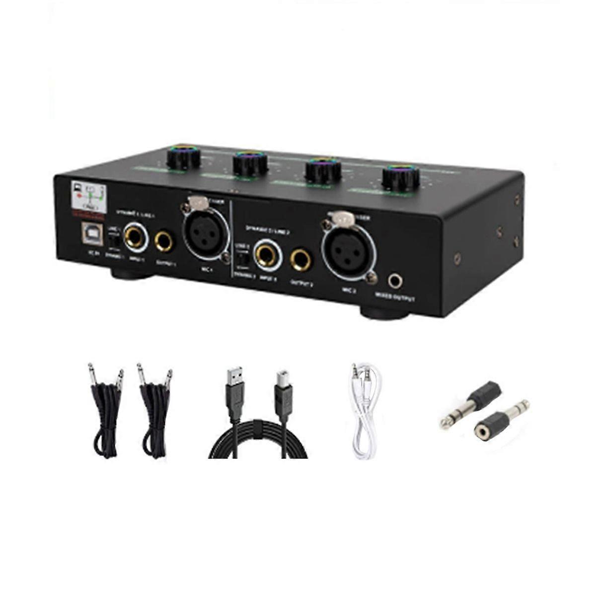 Mini Headphone Amplifier 2 Channels Stereo Audio Amplifier with Power Adapter Earphone Amp Charging