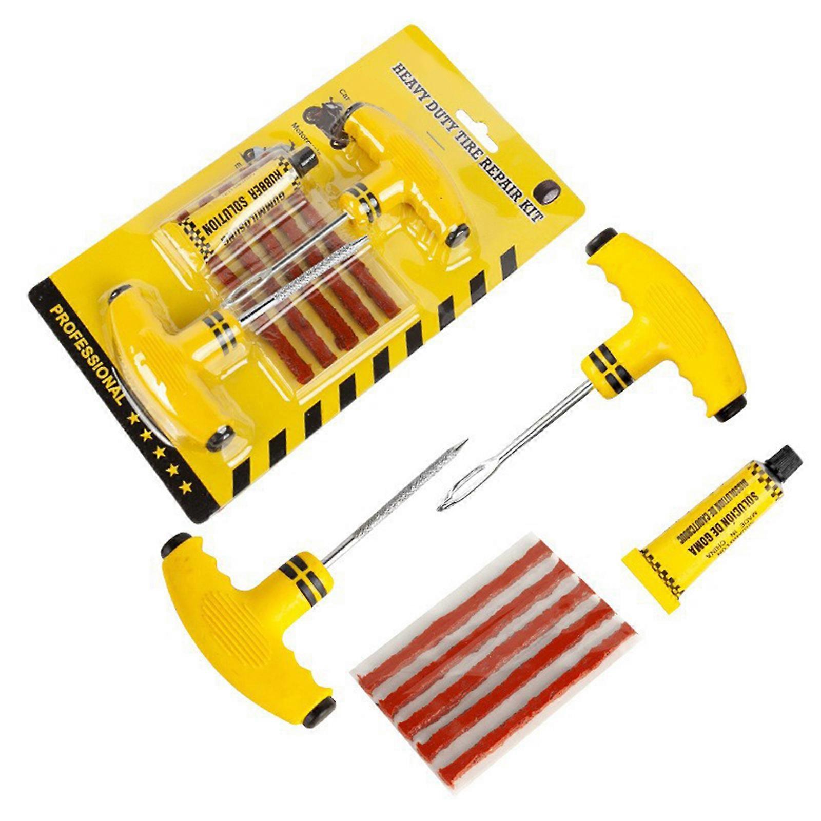 Tire Patches Kit for Car ATV Car Tire Repair Kit with Rubber Strips T-Handle Repair Tool to Fix Punctures and Plug Flats Multicolor