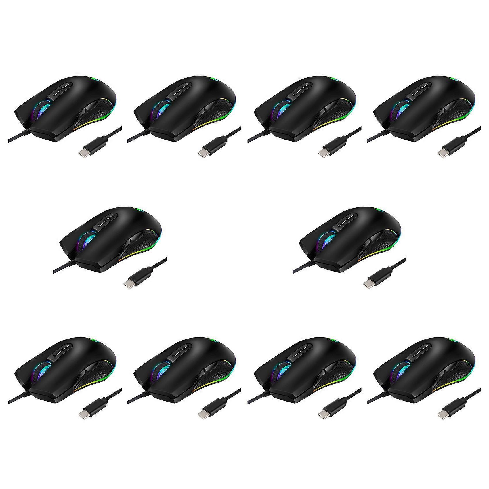 10X USB C Mouse Type C Ergonomic Wired Mouse RGB Gaming Mouse Optical Mouse