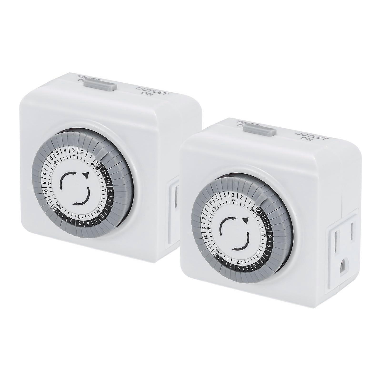 Outlet Timer Plugin Mechanical 30Minute Intervals AC120V 3Pin Socket for Lights and Appliances Pack of 2