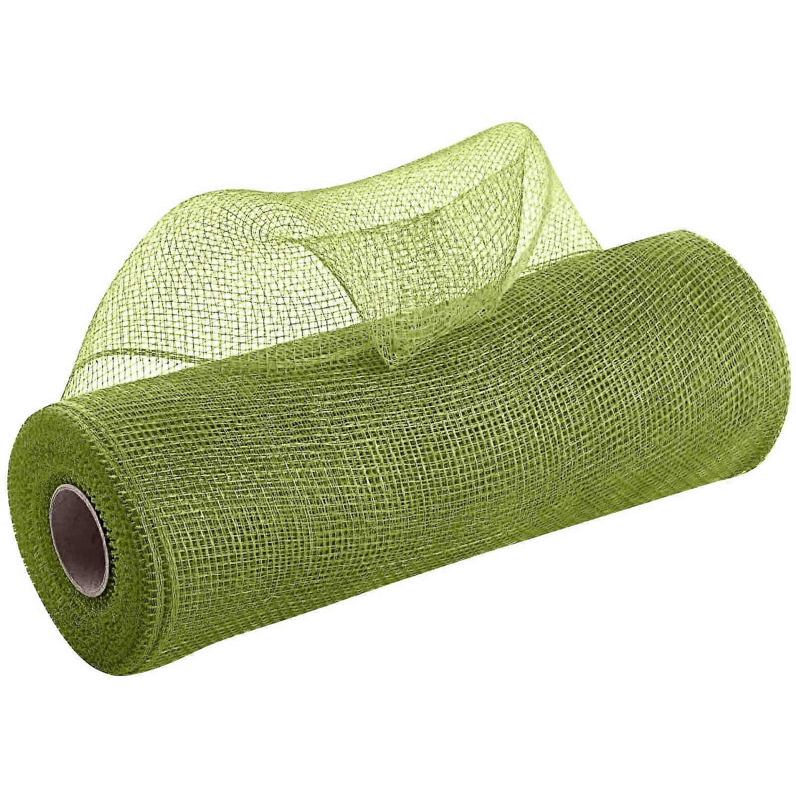 WEANT Poly Mesh Ribbon 10"x30ft Wired Edge for Easter, St. Patrick's, Christmas Wreaths, Crafts - Army Green, E5