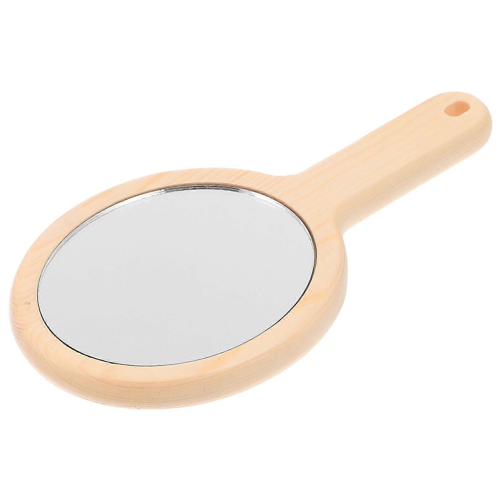 Wooden Mirror Handheld Makeup Mirror for Portable Use 2Pcs