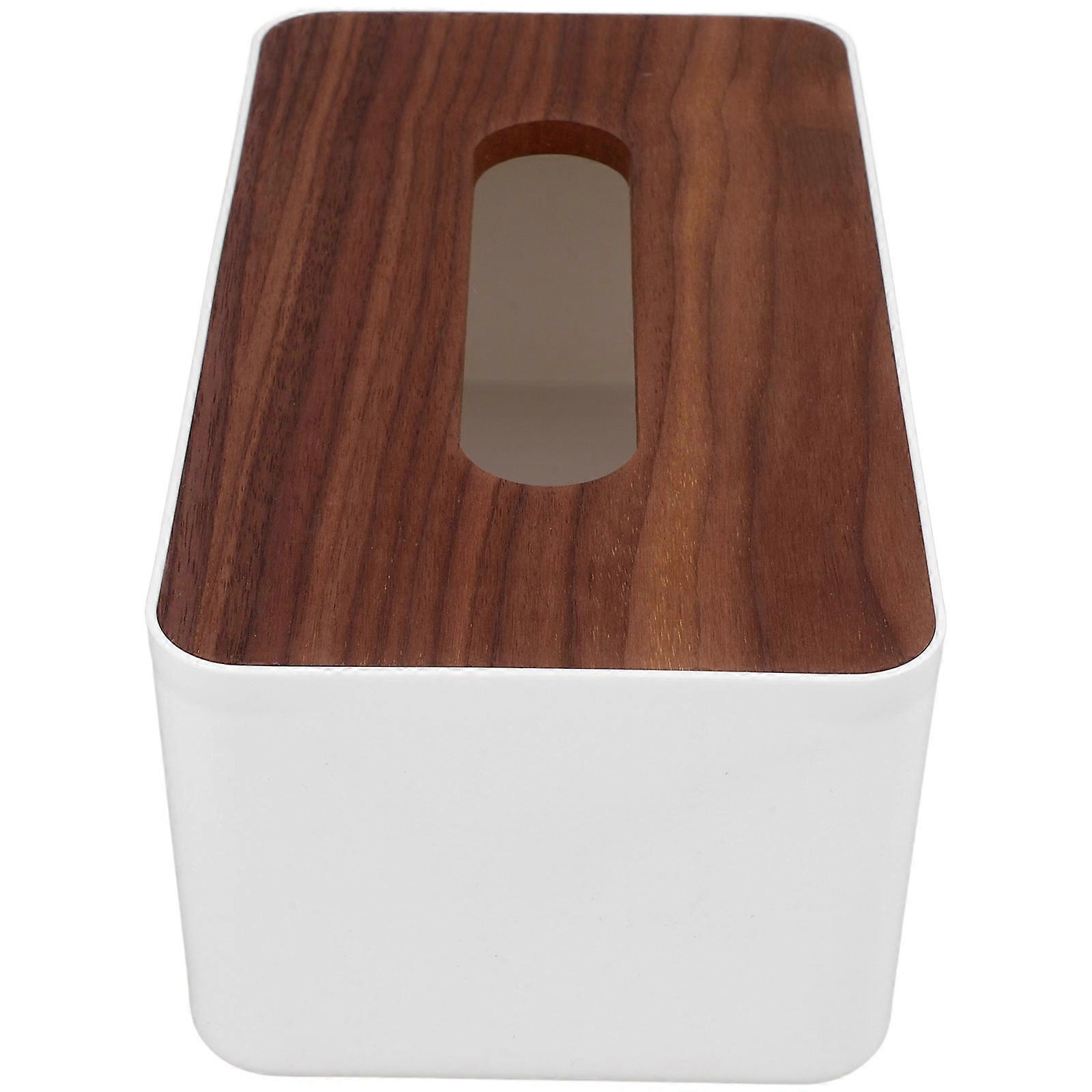 Wooden Tissue Box Holder for Home Use Rectangle Tissue Dispenser Box White