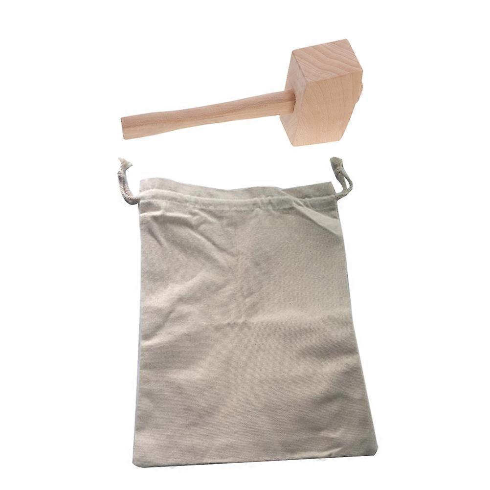 Ice Crusher Bag with Wooden Mallet for Home Use 1Set Canvas