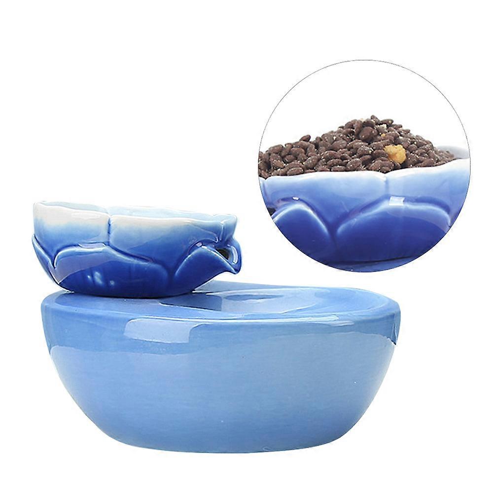 Pet Drinking Feeder Ceramic Bowl for Home Use with Filter 2Pcs