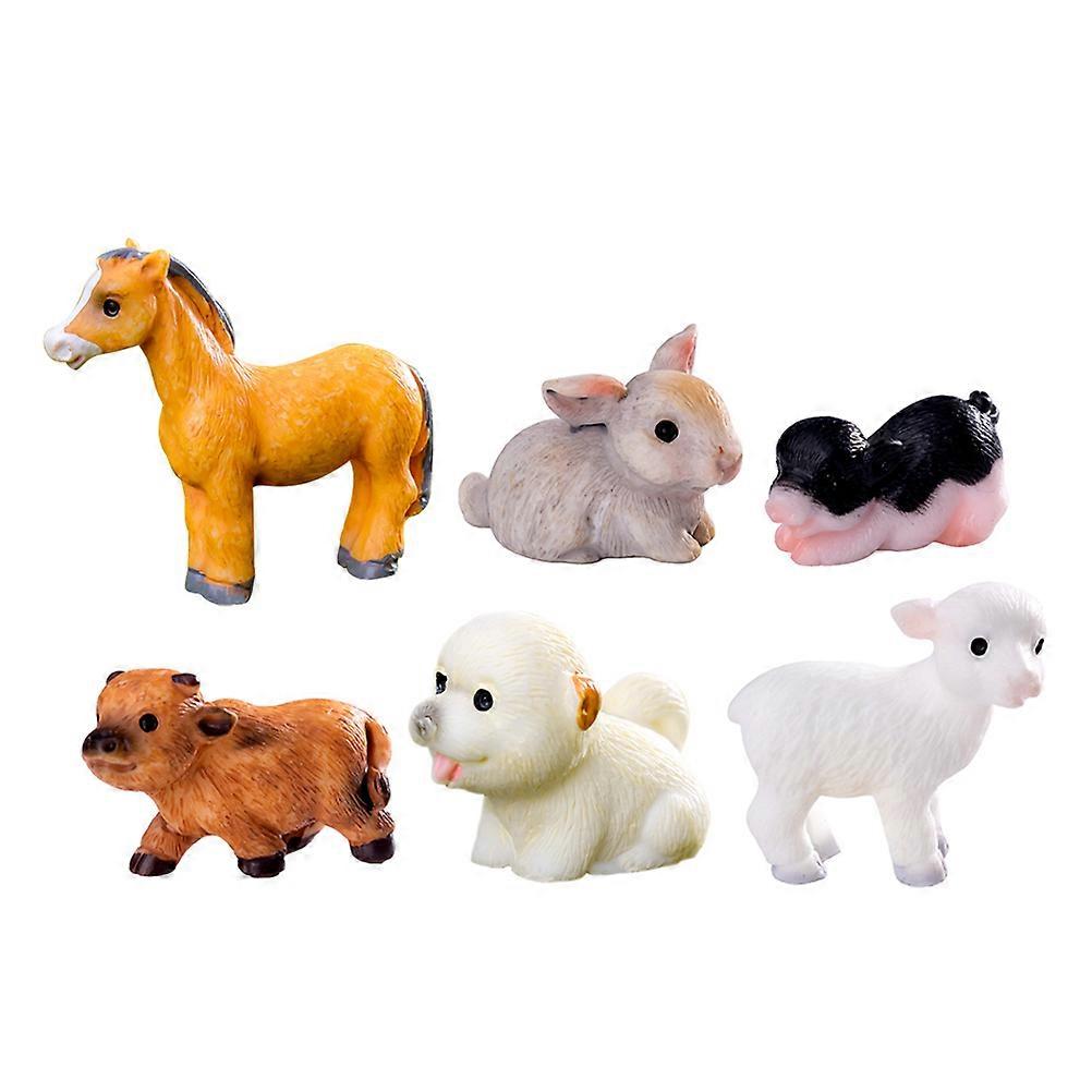 Mini Farm Animals Figurines 6Pcs For Home And Garden Decor Featuring Durable Resin And Natural Elements Ideal For Tiny Spaces