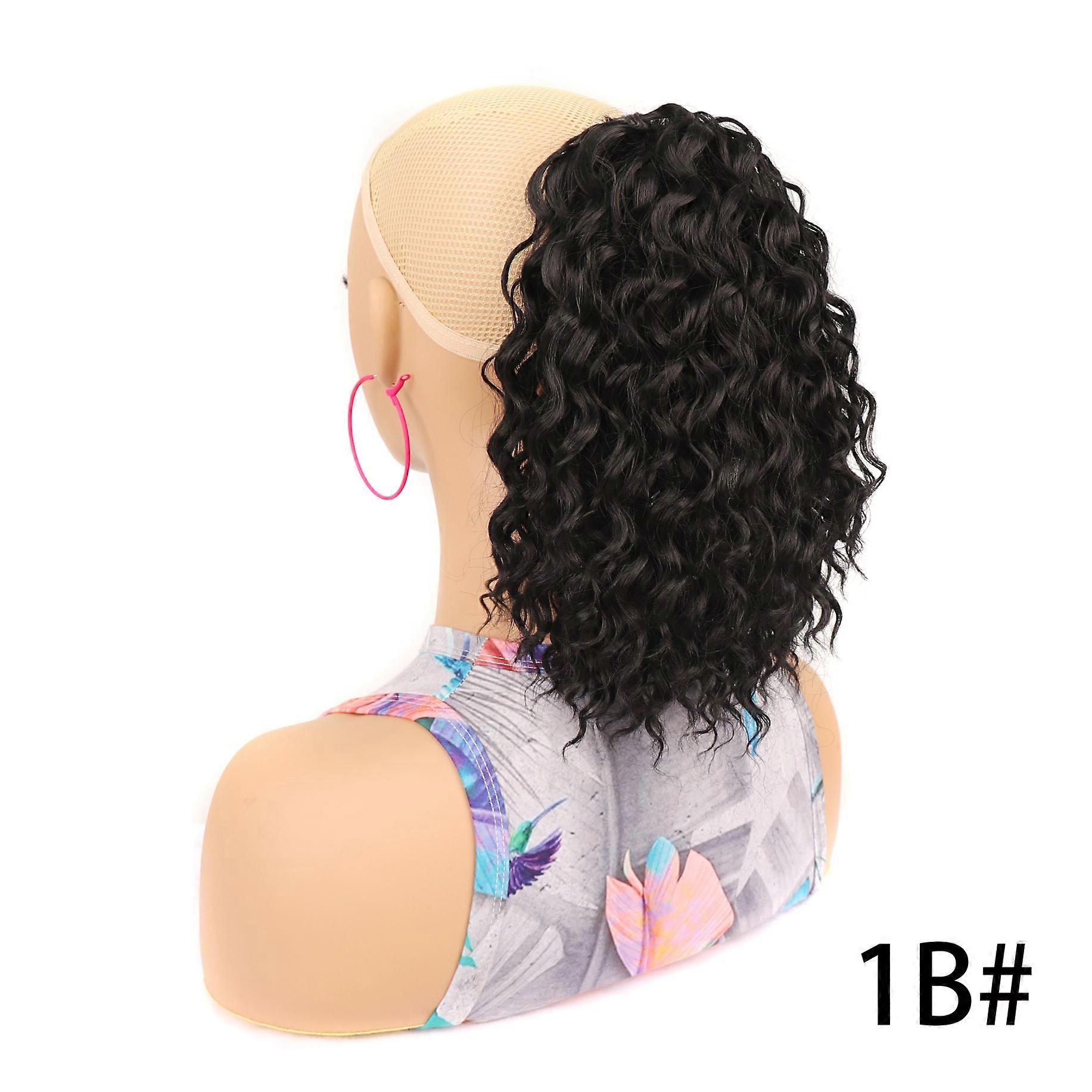 Short women's deep curly ponytail wig with natural drawstring
