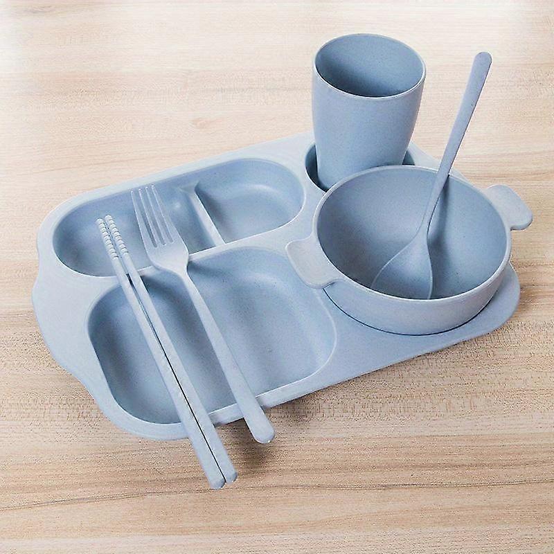 6pcs/set Creative and Environmentally Friendly Wheat Straw Tableware Set, Six Piece Set, Divided Dining Plate