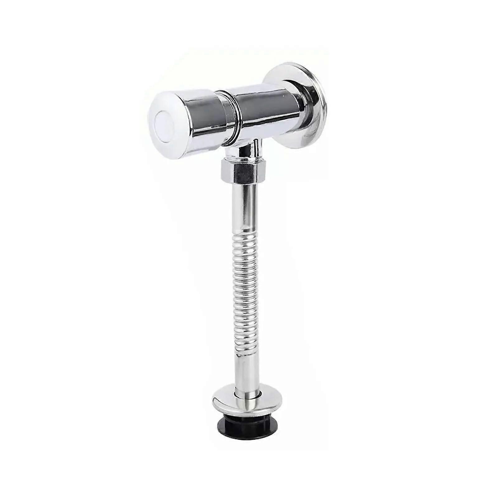 Urinal Flush Valve Manual Button Wall Mounted Polished Chrome for Public Restrooms Fast Flushing