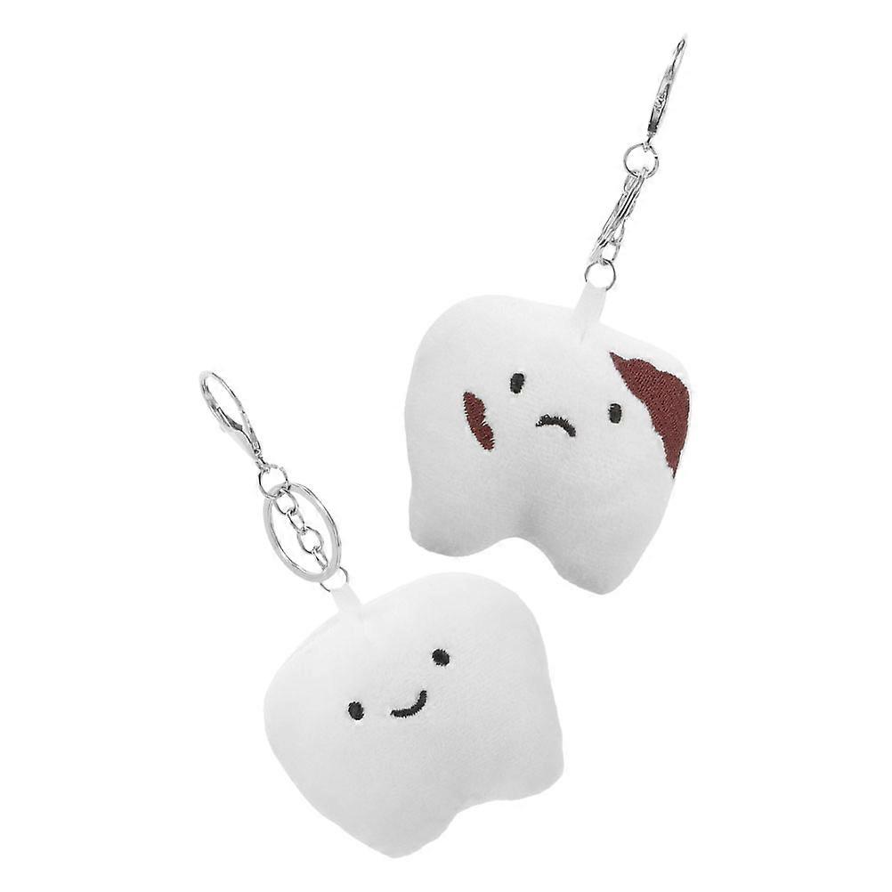 Fluffy Tooth Keychains Plush Keychain for Key Holding 2Pcs Set